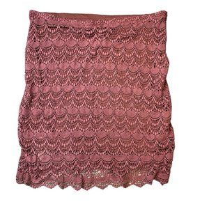 NWT Penningtons Women's Pink Lace Crochet Midi Skirt Size 4X